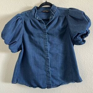 Truth Denim Blue Puff Sleeve Blouse